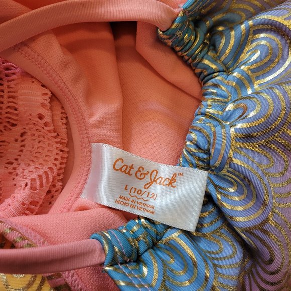 Girls Metallic Ombre Swim Suit w/ Matching coverup shorts size L - Picture 6 of 7